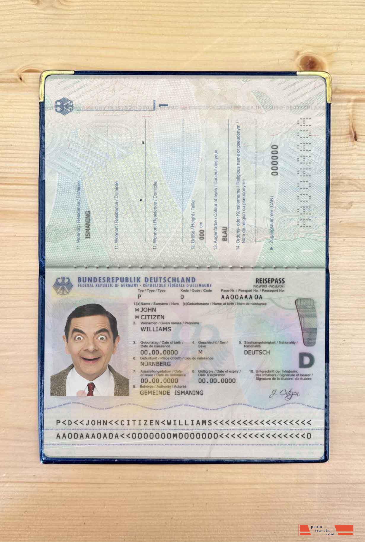 Germany passport (2017 present) photo look PSD template